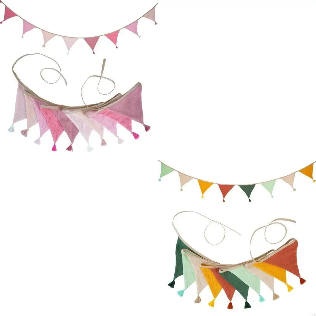 Cotton Banners Flags 2.6m Bunting for House Bed Decoration for Baby Room Wall Decors Bunting Garland for Photoshooting