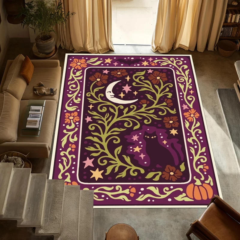 Folk Art Deer Floral Printed Area Rug Anti Slip Floor Mat Home Decor for Living Room Bedroom Cottage Interior - view 4