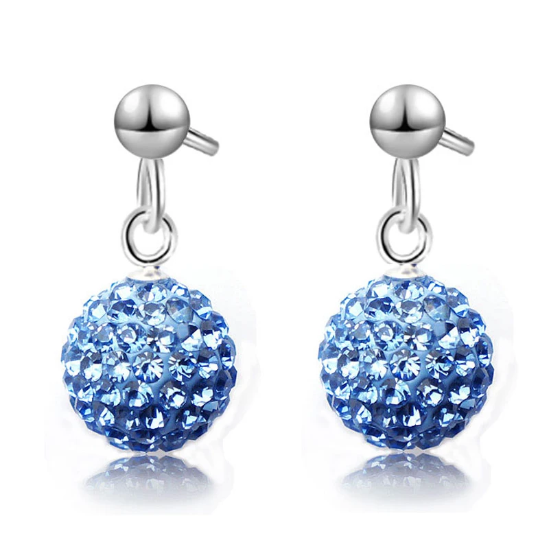 

Low Price Drop Earrings Genuine 925 Sterling Silver Crystal Paved Disco Ball Earrings For Wedding/Engagement/Anniversary