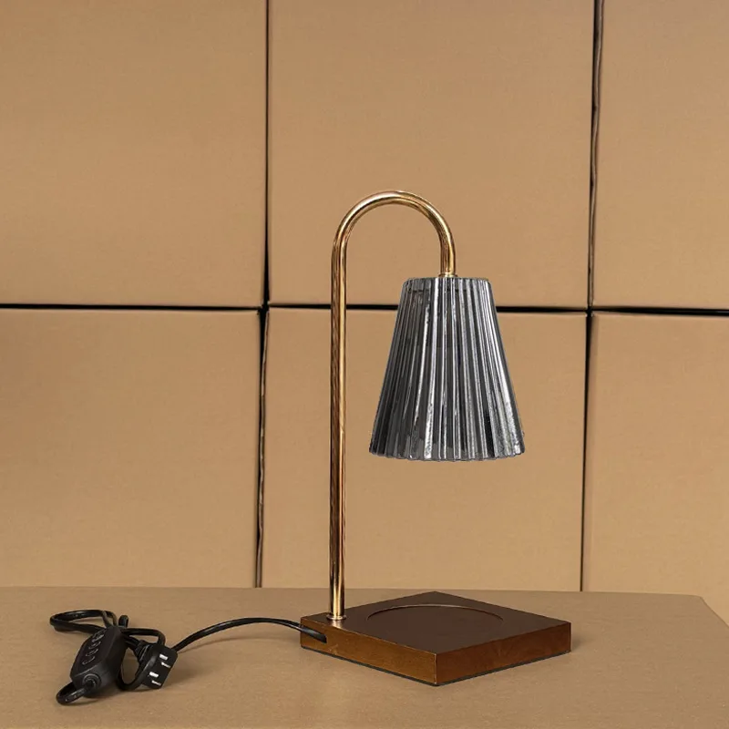 Walnut Aromatherapy Wax Melting Lamp Living Room Bedroom Bedside Smokeless Temperature-adjustable Night Light LED Table Lamp