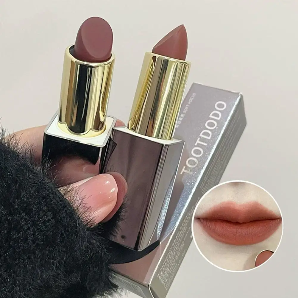 Korean Sexy Matte Punk Dark Brown Lipstick Waterproof Lip Gloss Long Lasting Non-Stick Cup Smoked Matte Lipstick Makeup Cosmetic