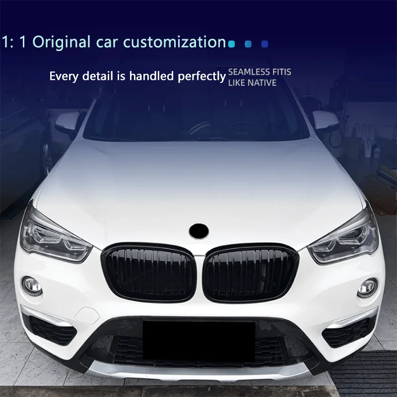 1Pair Black ABS Single Double Line Grille For BMW X1 F48 F49 2015-2019 Novelties Auto Car Decoration Automobile Accessories