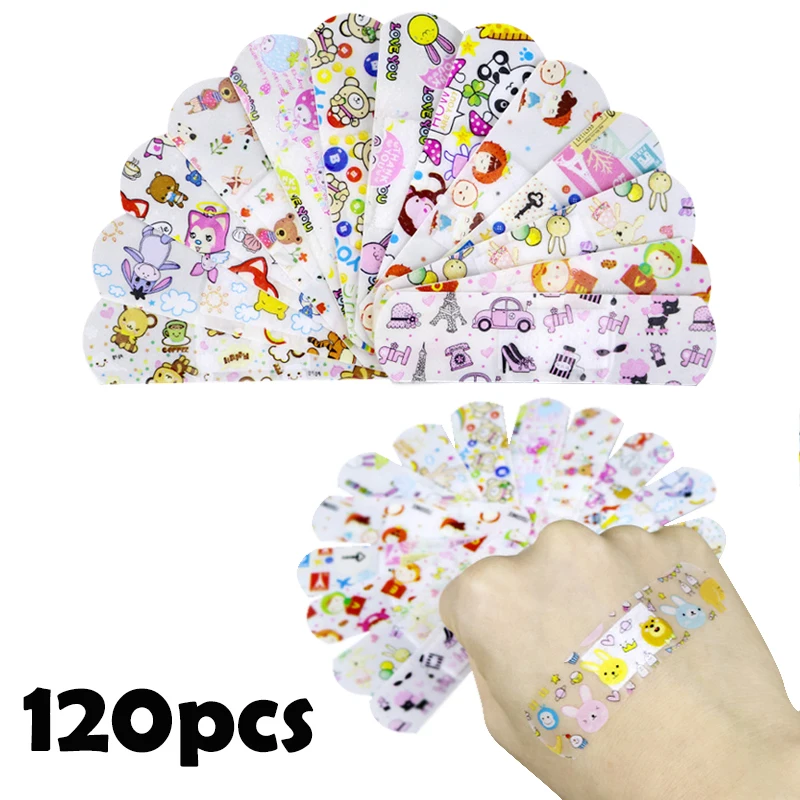 120pcs Cartoon Wound Patch Transparent Waterproof Band Aid for Children Kids Hemostasis Adhesive Bandages Skin Plaster Patches