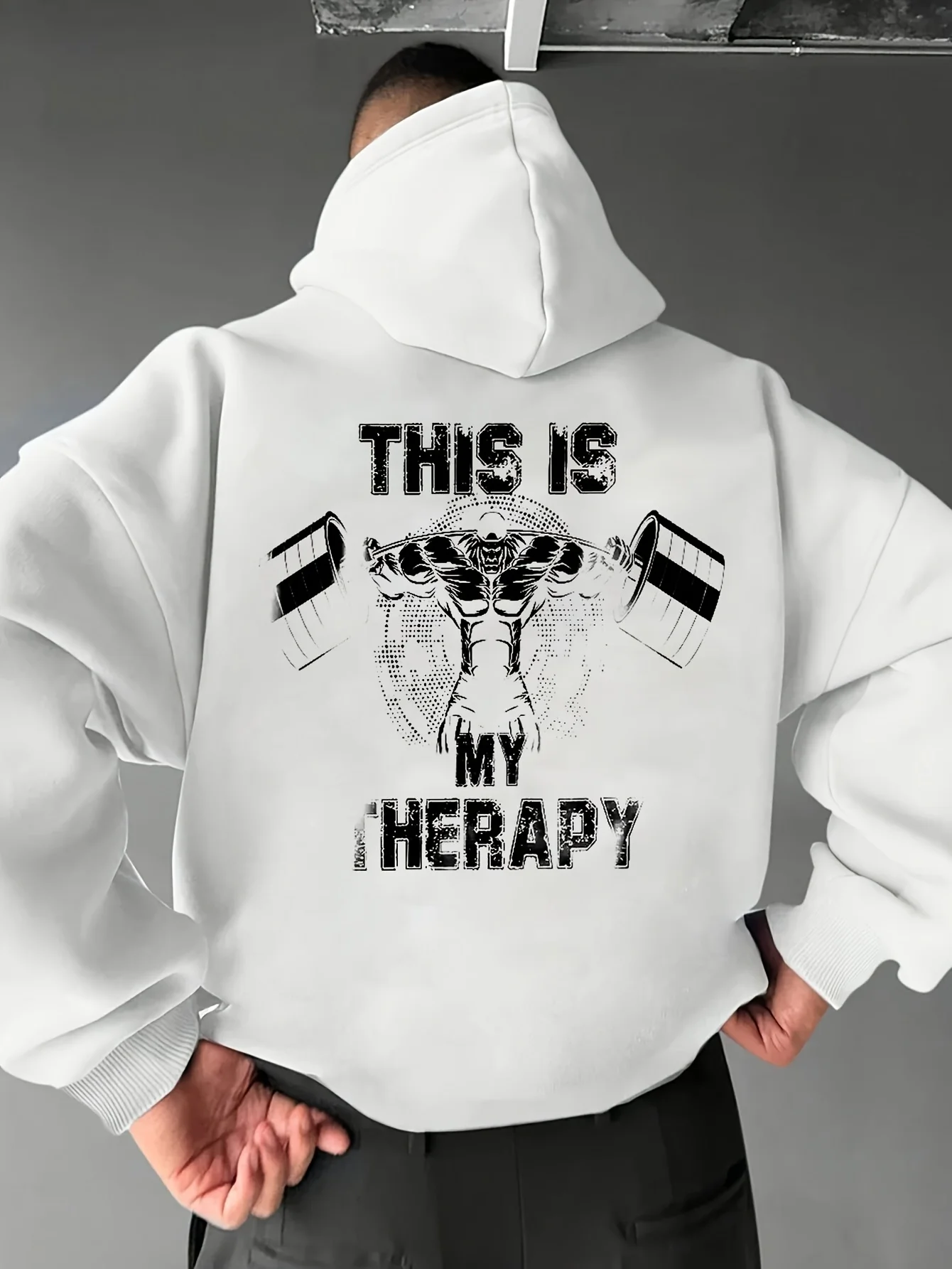 Moletom com capuz This Is My Therapy Pattern para homens, outono/inverno, novo moletom fitness masculino para academia, respirável.