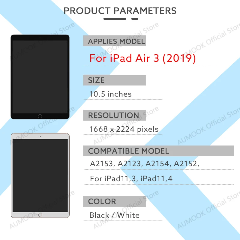 LCD Touch Display Screen For iPad Air 3 2019 A2153 A2123 A2154 A2152 LCD Display Touch Screen Assembly Digitizer Replacement