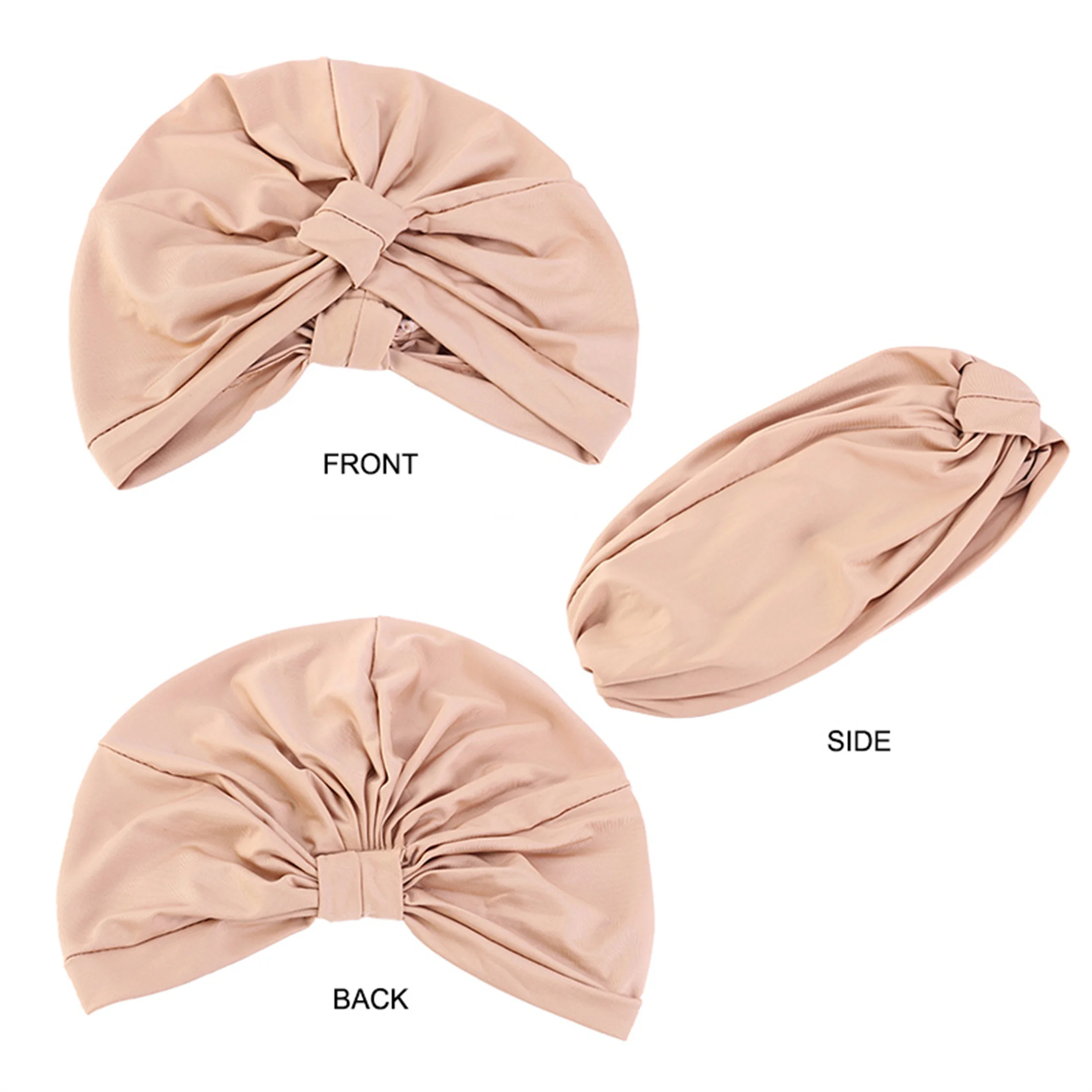 Women's Solid Color breathable Muslim Turban Hat Waffle Square Headscarf Hat Head Wrap Elastic Indian Hat