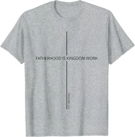 Lustiges christliches Vatertags-T-Shirt mit dem Spruch „Vaterschaft ist Königreichsarbeit“ im Y2K-Stil, mit Glaubens- und Christus-Kreuz-Grafik, modisches Geschenk für Männer. – Detail 3