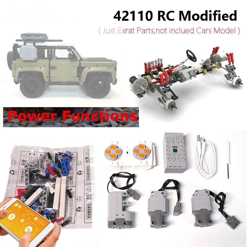 MOC-Custom Technical App Controle RC Motor Set, Modificação, Building Blocks Kit para Land, Defenders, Rover, SUV, DIY Bricks Toy, 42110