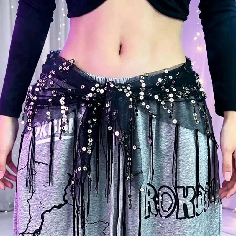 Long Fringe Hip Scarf Belt Polyester Fade Resistant Flowing Tassels For Belly Dance Hip Hop Performance Dance Costume