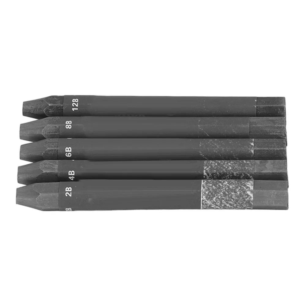 5pcs Hexagonal Shape Drawing Sticks 2B 4B 6B 8B 12B Water Soluble Formula Water Soluble Sticks Sketching Set