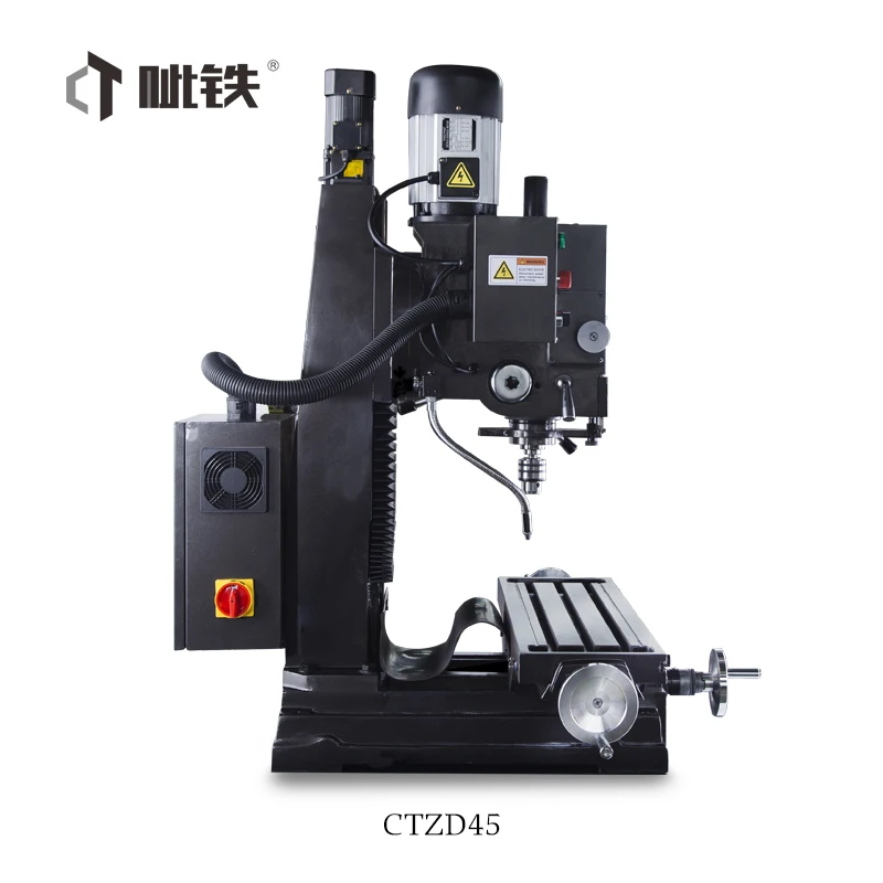 Mesin Frais Vertikal CTZ45, Mesin Bor CNC Kayu, Mesin Bubut Kombinasi Bekas, untuk Konstruksi dan Penggunaan Rumah Tangga, Termasuk Motor Inti, Bantalan, Gearbox, dan PLC