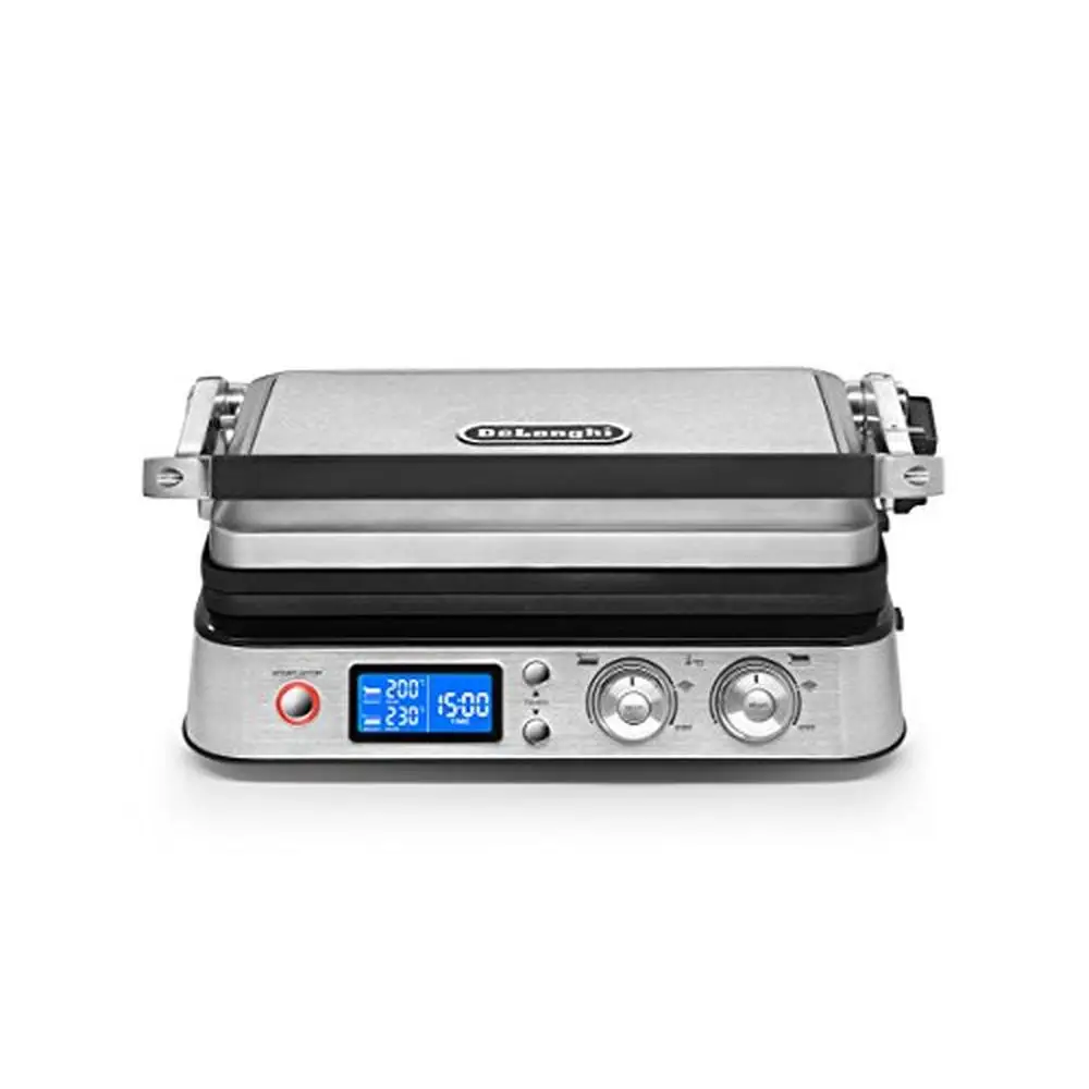 Livenza 5-in-1 Contact Grill Panini Press Griddle Combo Stainless Steel LED Digital Control Large Cooking Surface Adjustable