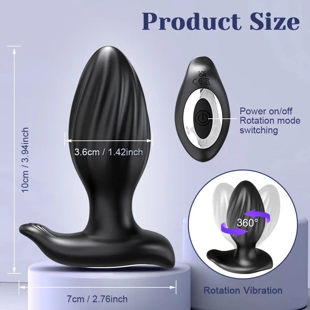 Vibrador anal sem fio para homens, rotação de 360 °, aplicativo, Bluetooth, plug anal, massageador de próstata, macho, bunda, brinquedos sexuais adultos, casais