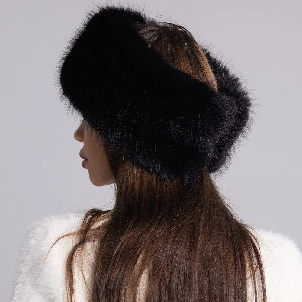 

New Faux Fur Empty Hat Soft Winter Warm Travel Brimless Hat Thicken Ear Protection Headband Cover