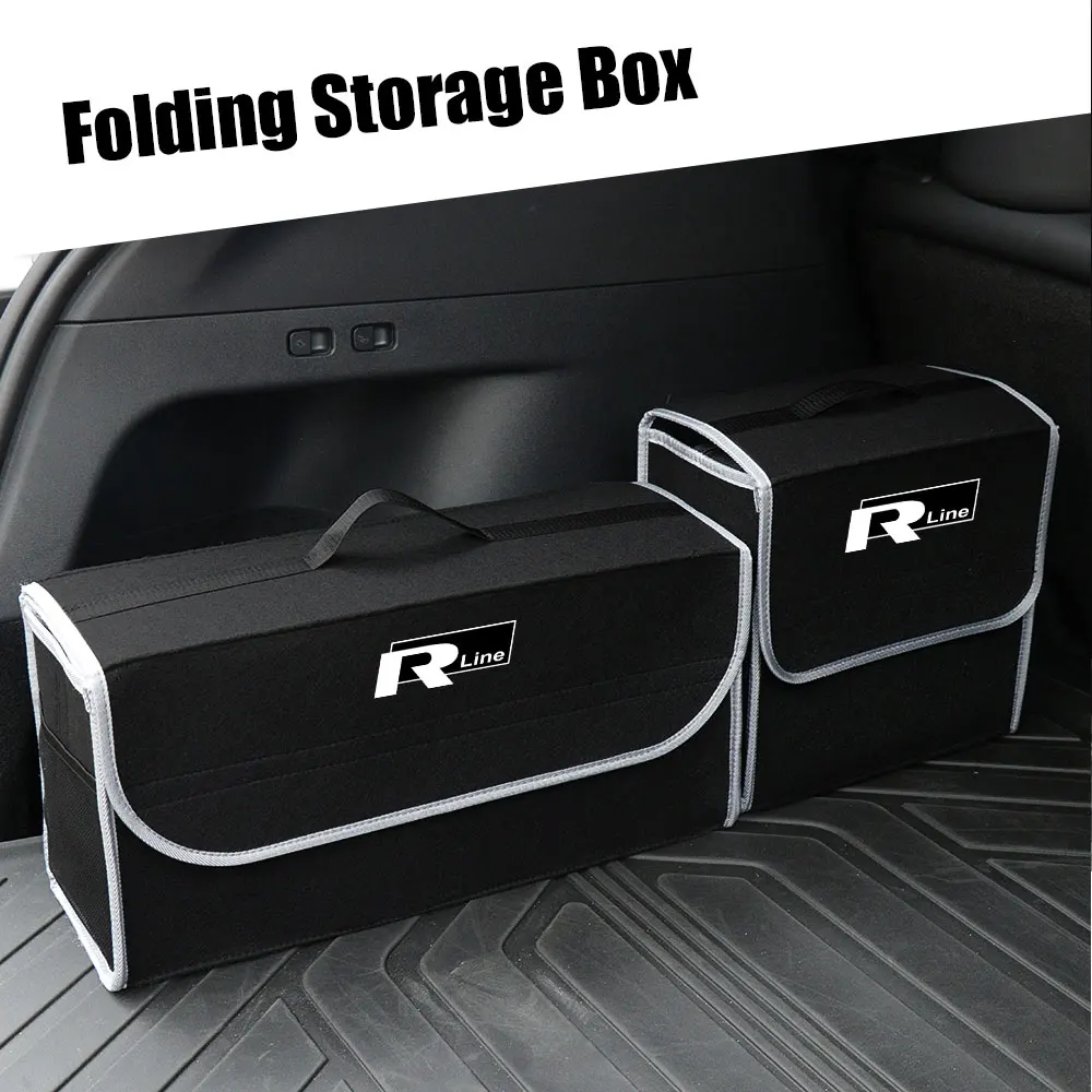 Caja de almacenamiento para maletero de coche de gran capacidad, bolsa organizadora de fieltro plegable para Volkswagen VW RLINE Jetta Tiguan Passat