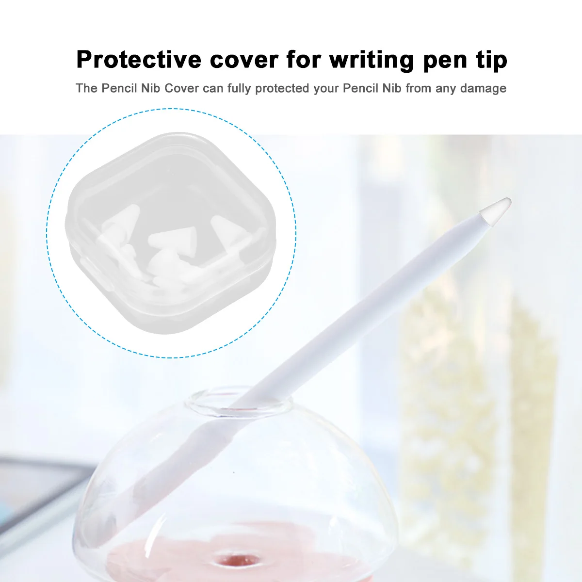 

8pcs Anti-Slip Stylus Pen Nib Cover Silicone Protector Mute Writing Design Durable Compatible For Apple Pencil 1 2 White