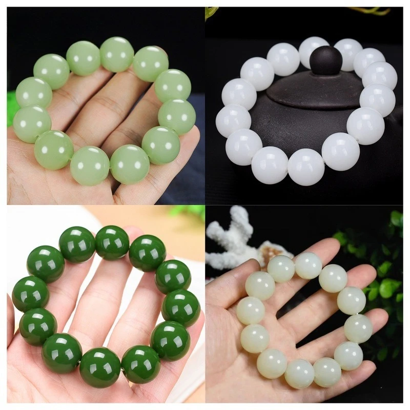Hetian Green White Jade Hand String Jade Sugar Old shaped Beads jade bracelet bangle bangles Jewelry Gift Birthday Gift