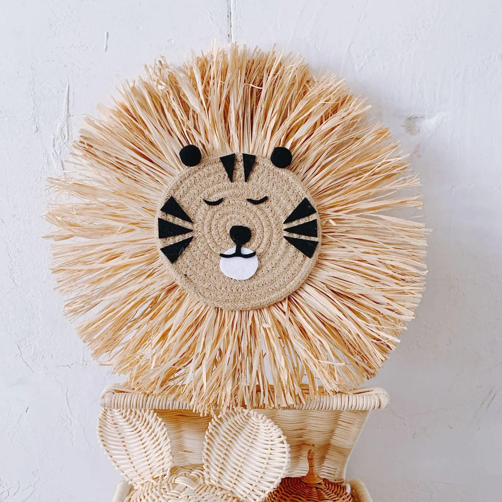 Straw Wall Hanging Decor Rattan Tapestry for Home Children Room Ornament