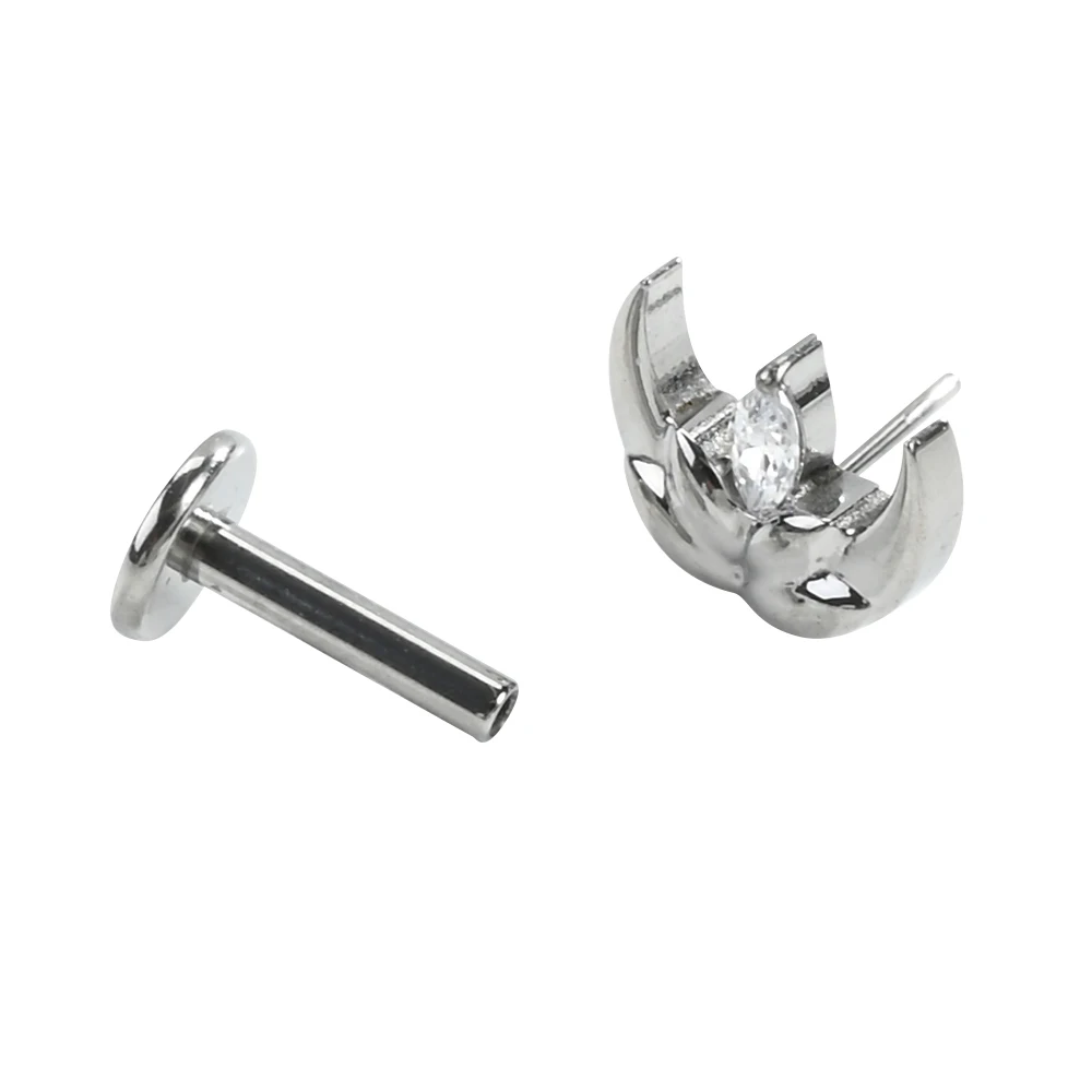 QM ASTM F136 التيتانيوم دفع دبوس Labret القرط الزنمة اللولب ثقب الجسم مجوهرات