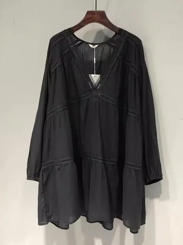 plus maat 300-Pou dames lang Sve irt V-Ne ademend losse dunne zonbescherming top lente zomer faion dames...