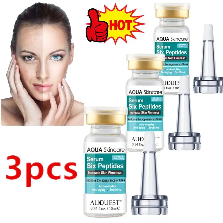 3PCS 10ml Six Peptides Serum Liquid Hyaluronic Acid And Anti-wrinkles Whitening Collagen Face Lift Skin Care Cream