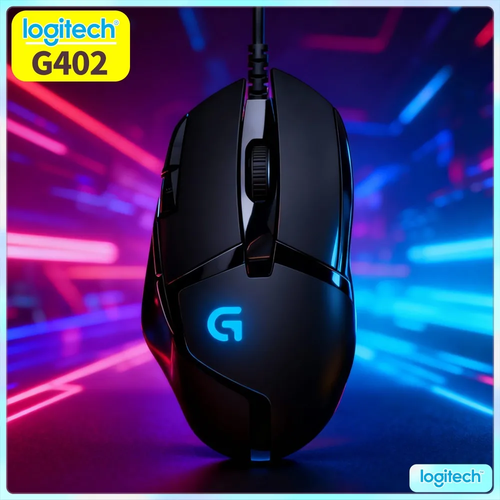 Logitech G402 USB Wired Mouse Delta‑Zero Optical Unit 32‑Bit Chip Reliable Signal For Laptop Desktop Gaming Station