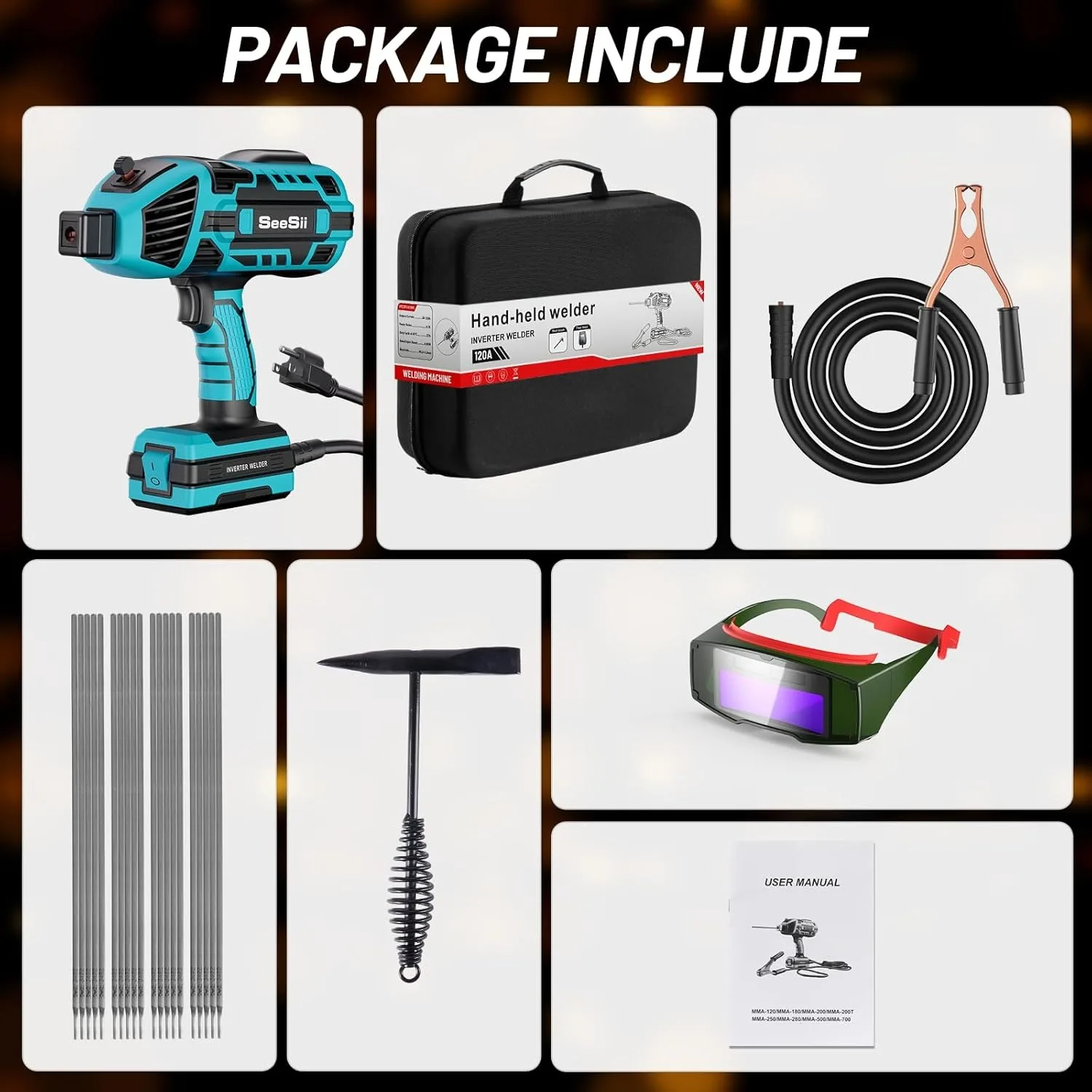 ماكينة لحام كهربائي SEESII أداة لحام محمولة ماكينة لحام القوس الرقمية 120A معدات لحام منزلية محمولة #6