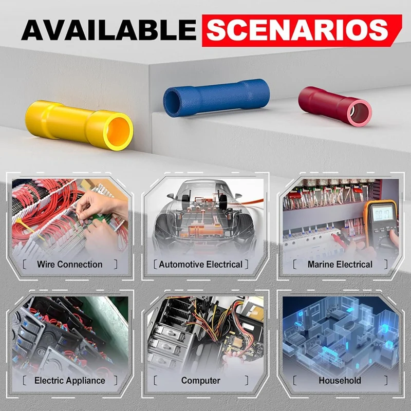 ГОРЯЧИЙ! 200 шт. комплект стыковых разъемов для сращивания проводов, электрический обжимной разъем 22-10 AWG, полностью изолированная проводка