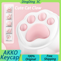 AKKO Keycap Soft Cute Cat Claw Rock Paper Scissors Like Kawaii Keycaps PC Silicone OEM Height ABS Material Girl Custom Key Caps