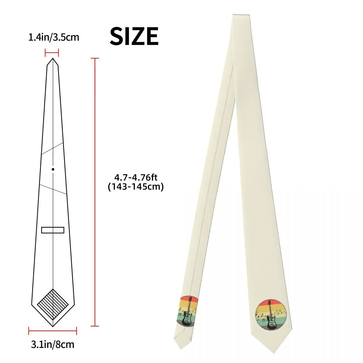 Cravatta per basso e chitarra musicale retrò per uomo Cravatte in poliestere di seta da 8 cm Cravatta da lavoro per matrimonio Gravatas classiche