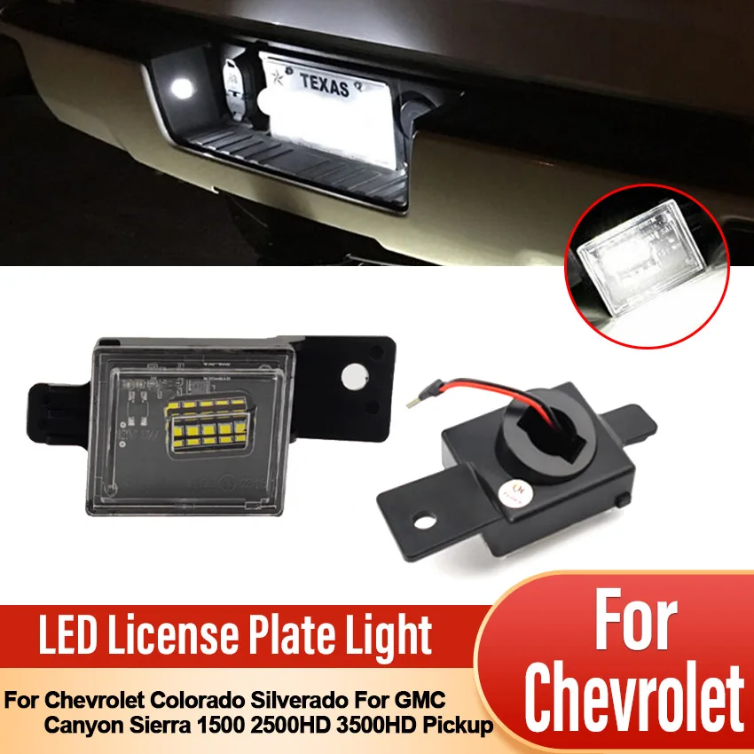 LED License Plate Lights For 2014~2021 Chevrolet Colorado Silverado For GMC Canyon Sierra 1500 2500HD 3500HD Pickup Truck