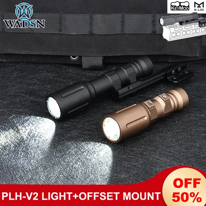 WADSN PLH-V2 Flashlight Metal  Tactical Plhv2 Mount 1300 Lumens Hunting Weapon Scout Light PLHv2 Bright Spotlight M-lok Keymod