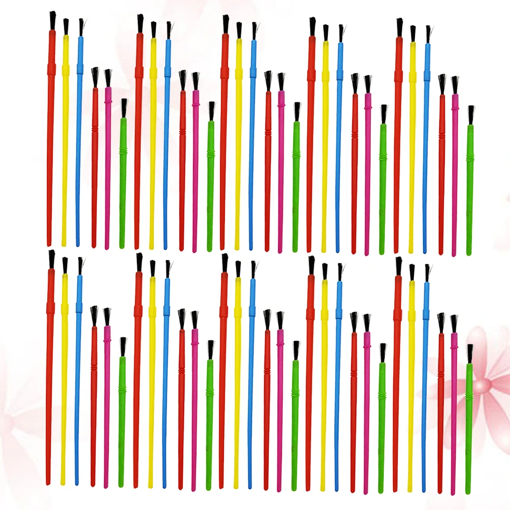 100 قطعة من فرش DIY لوازم فنية بلاستيكية للأطفال أدوات رسم تفاصيل مجموعة طلاء مصغرة محمولة من الأكريليك بألوان مائية لوحة زيتية