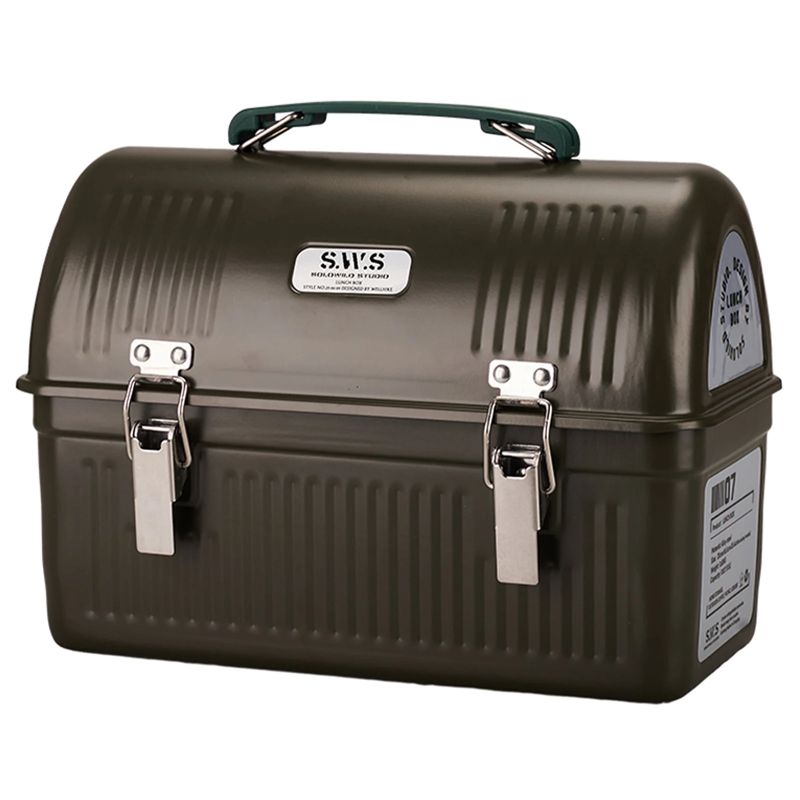 Vintage Metal Lunchbox with Handle and Latch Retro Metal Containers 9.5L Storage Boxes for Office Picnic Hiking Beach