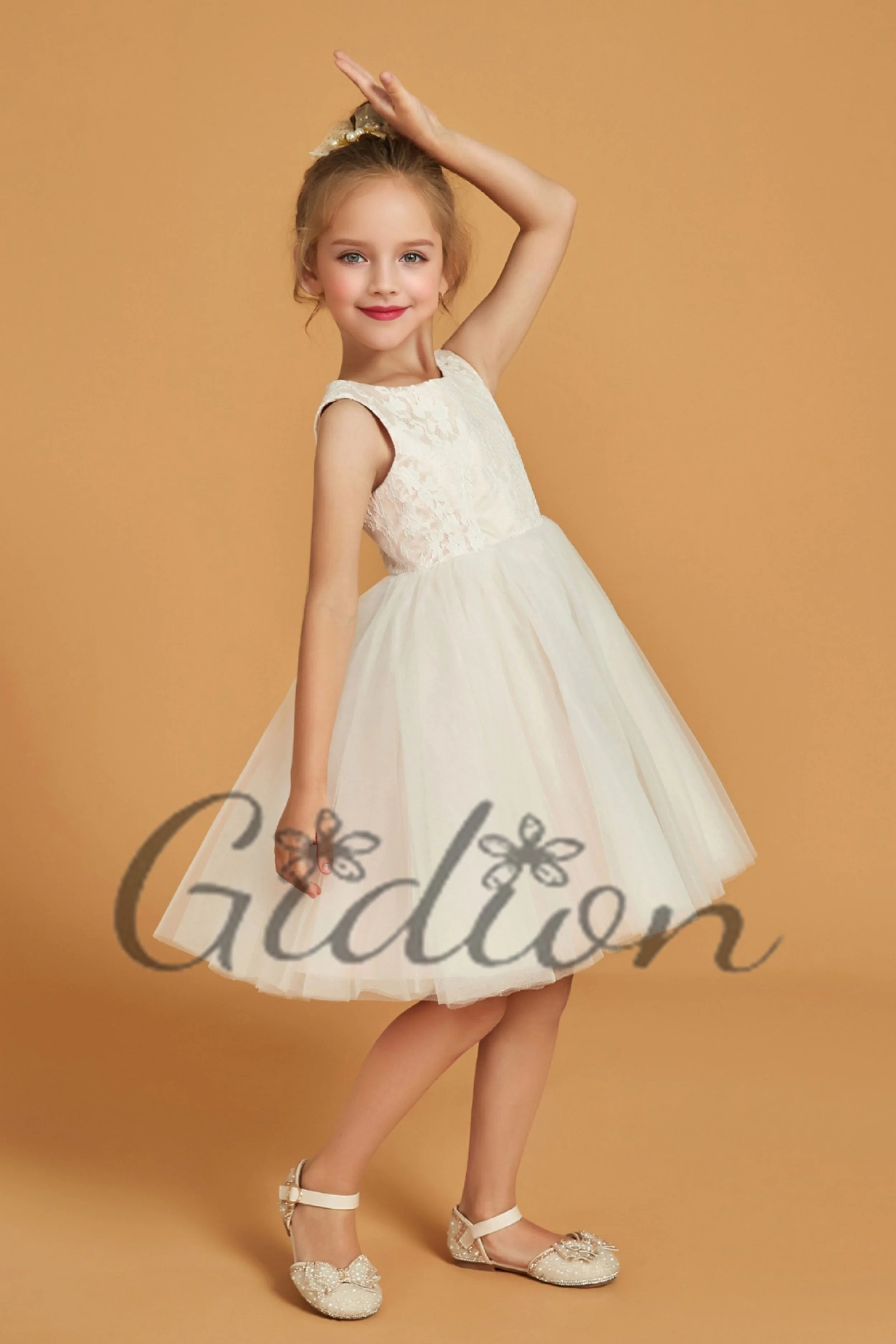 Vestido elegante de encaje/tul para niños, vestido de niña de flores, baile de desfile, boda, cumpleaños, fiesta de noche, banquete, evento, primera comunión, graduación