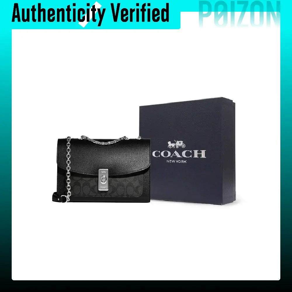 COACH Lane Cow Leather Crossbody Bag, Shoulder Bag Women's Black CC330-SVTSQ