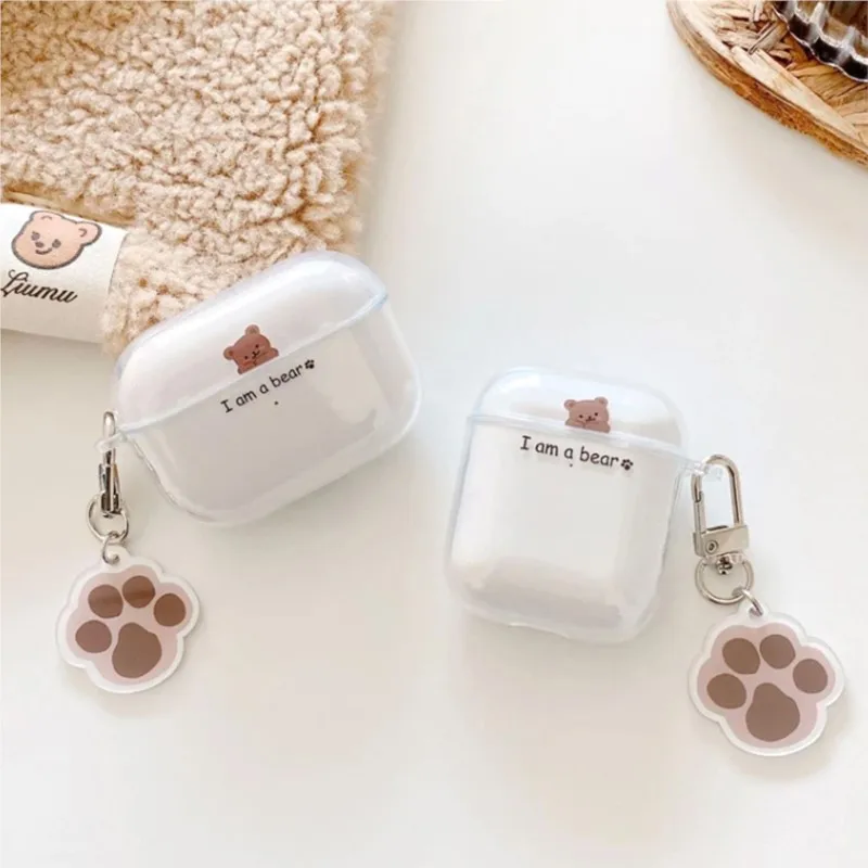 INS cartoonTransparent Case Cow Acrylic Keychain Bell Pendant For Apple Airpods Pro 2 1 Airpod 3 Earphone Accessorie cases