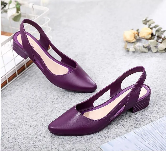 Jelly Sandals Women Pointed Toe Chunky Flip Flops Slingback Casual Candy Skidproof Beach Shoes Women Sandalias