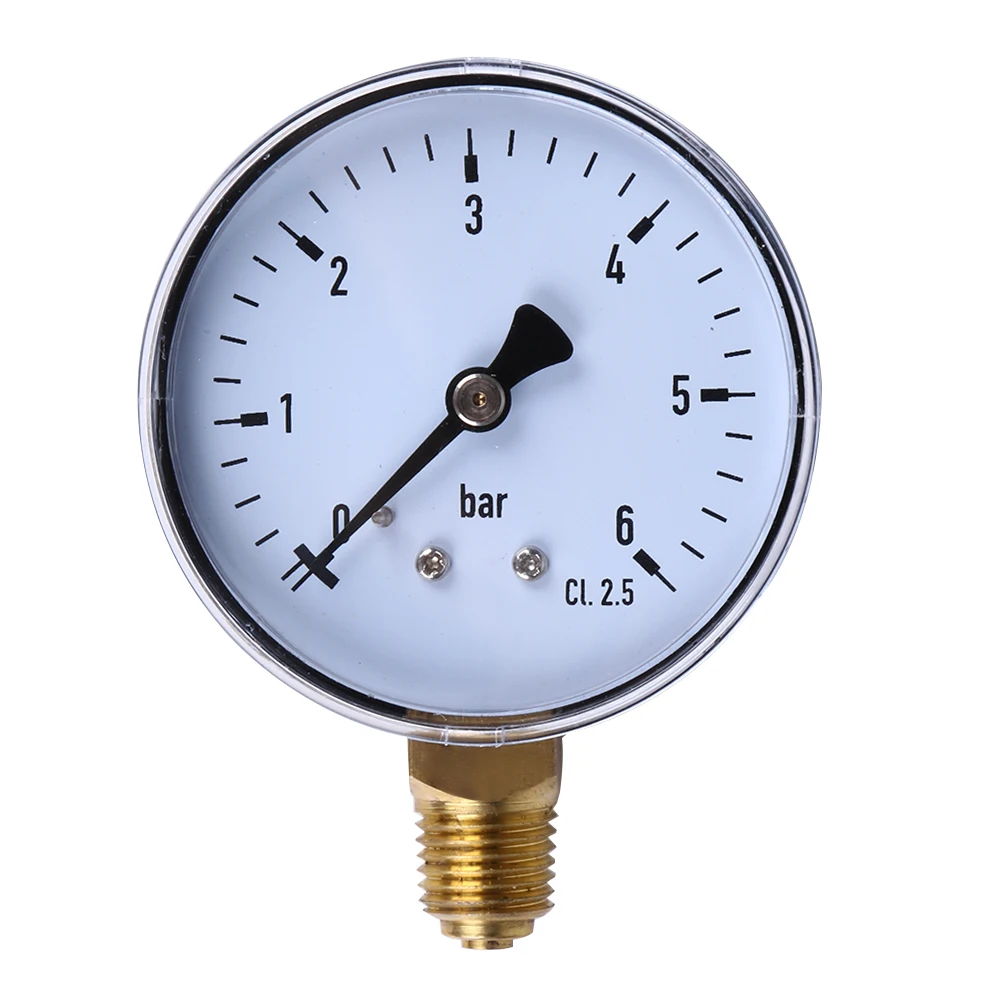 

6 Bar Compressor Compressed Air Pressure Gauge 1/4 NPT Air Compressor High Strength Pressure Gauge 2.3 Face