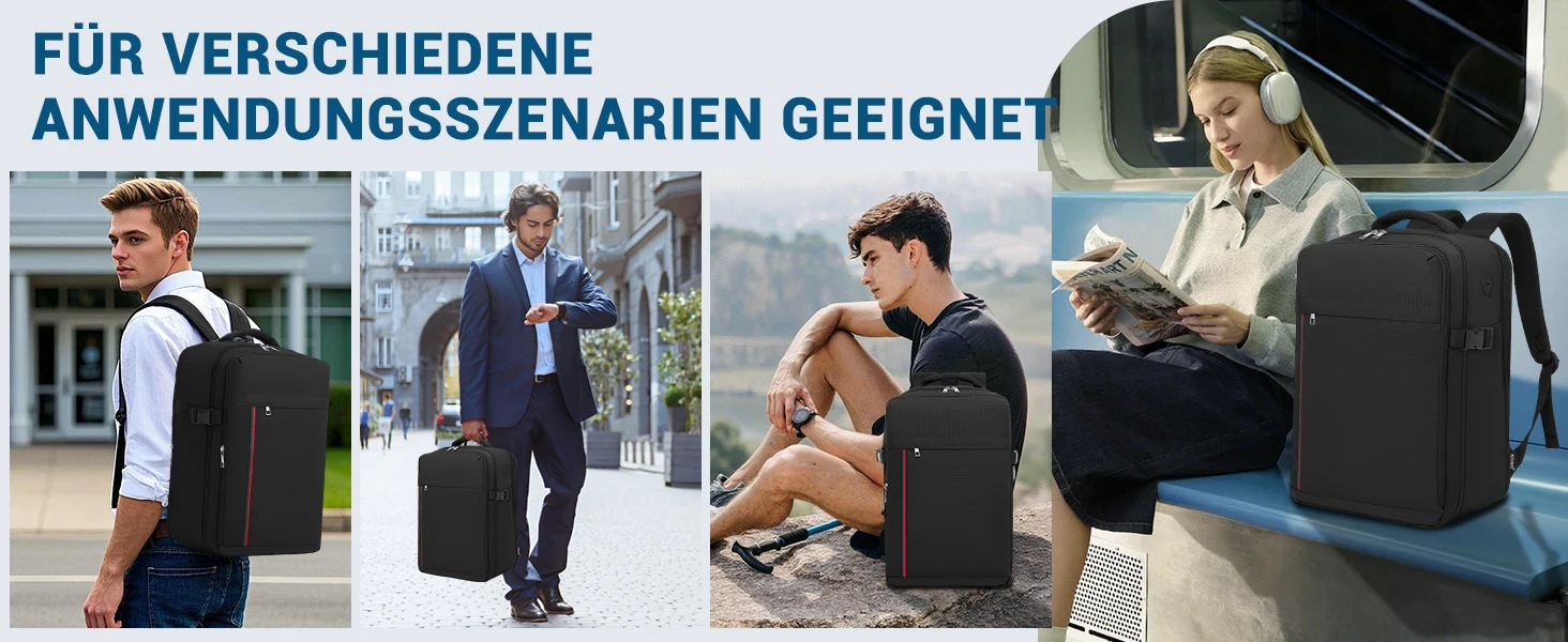 KONO Ryanair & Eurowings Handgepäck-Rucksack 40x30x20 cm 24L 500g mit USB-Ladeanschluss – Detail 9