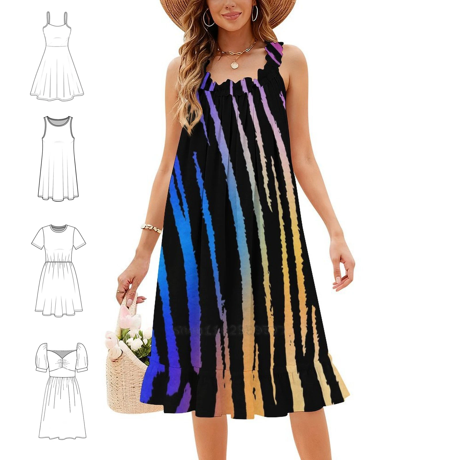 Pattern Vcso Bohemian Sleeveless Dress For Women Print Beach Party Dresses Pattern Abstract Trendy Abstract Evening Dress Women