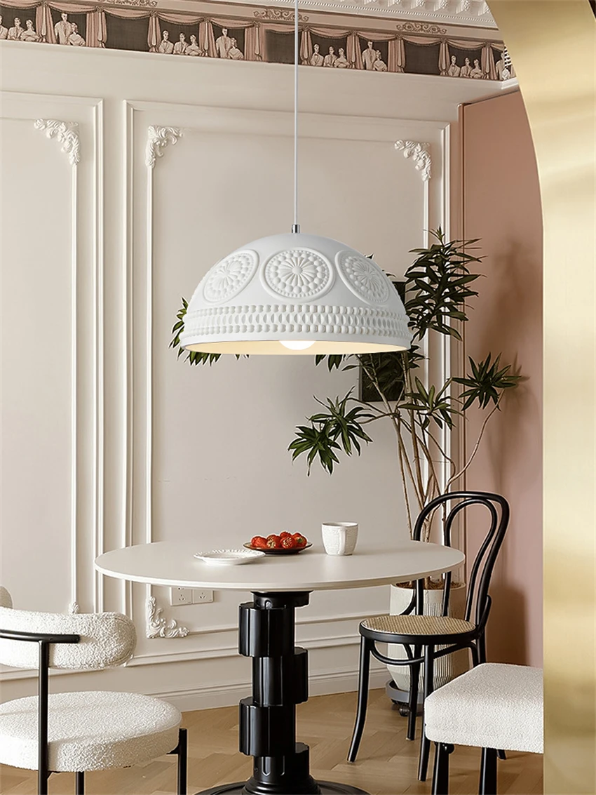 Resin Art Dining Table - Lampade a sospensione in resina bianca
