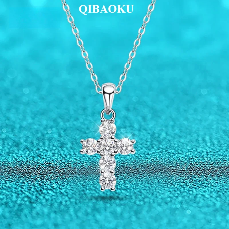 QIBAOKU D Color 3mm Moissanite Pendant for Women 6pcs Gemstone Sparkling Simulated Diamond S925 Silver Moissanite Necklace 2026
