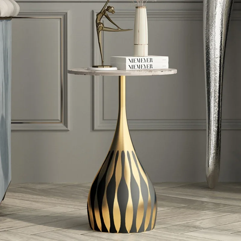 Table Basse Ronde Italienne Moderne et Luxueuse, Décoration de Salon, Petite Table d'Appoint, Écriture, Meuble d'Entrée