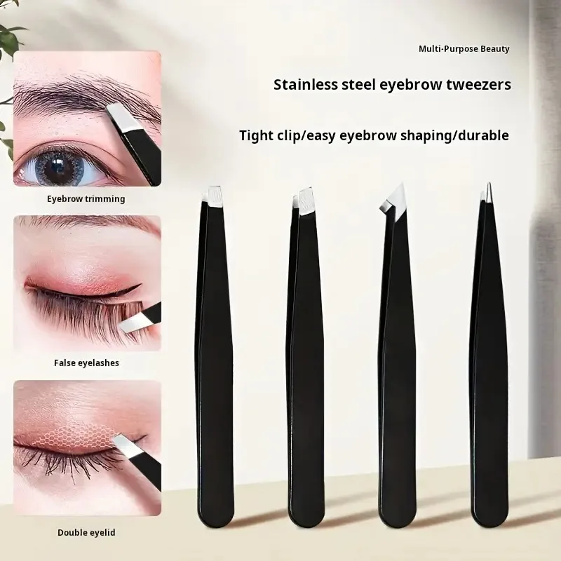 ชุดแหนบสแตนเลสสำหรับใบหน้า 4 ชิ้น - สิ่งจำเป็นในวันแบล็กฟรายเดย์สำหรับการกำจัดขน การต่อขนตา และชุดอุปกรณ์กรูมมิ่ง