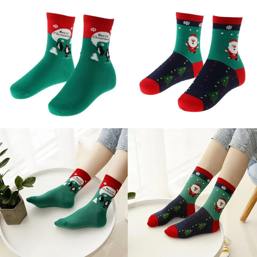 جوارب عيد الميلاد النسائية الجديدة جوارب هدايا الحفلات العالية للكاحل