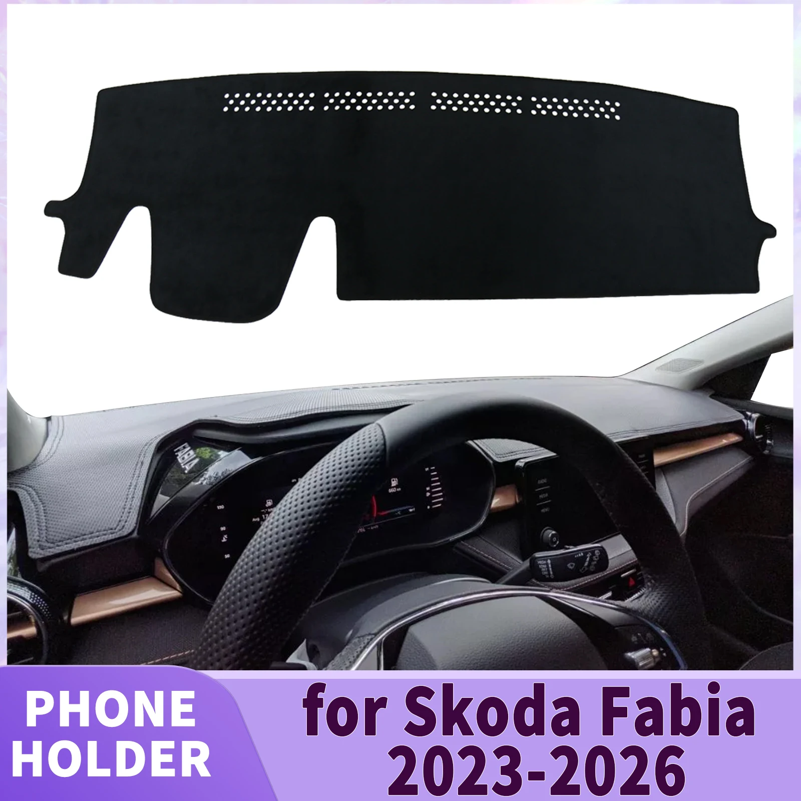 

Подходит для Skoda Fabia 2023 2024 2025 2026, автомобильные аксессуары, коврик для приборной панели, коврик для приборной панели DashMat, солнцезащитный ковер, защитный ковер