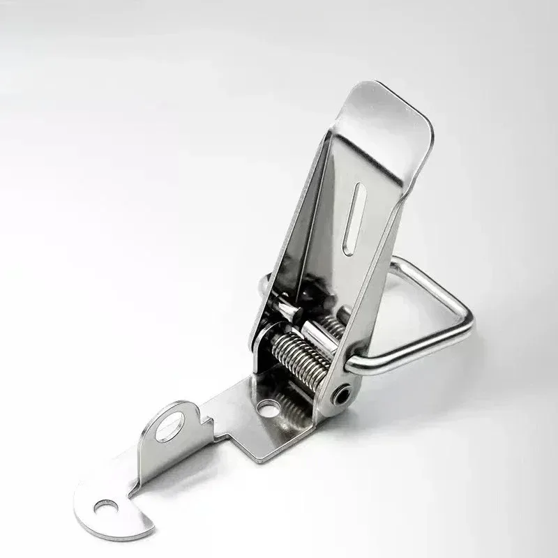 4Pcs Latch Catch Duck-mouth Buckle Hook Wooden Box Hasps Clamp Stainless Steel Spring Catch Clasp Loaded Draw Toggle Clamp Hasps