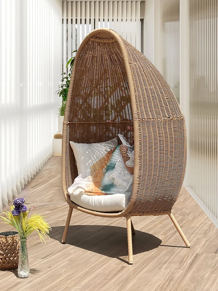 Balcony rattan chair, outdoor bird's nest sofa chair, single person outdoor home resort, small family courtyard, net red weaving