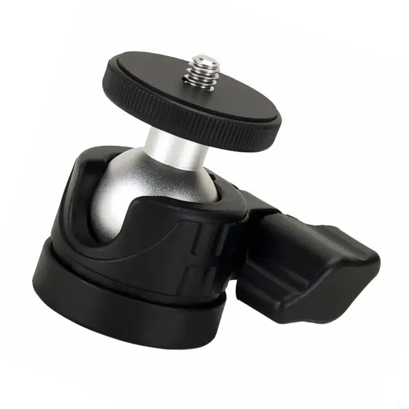 T21A Small 360°Swivel Mini Ballhead Camera Mount, Aluminium Ballhead,1/4" Thread For Tripods And Monopods Hot Shoe Adapter